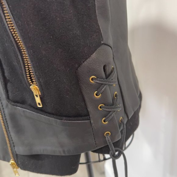 Maje leather & Wool biker jacket - Picture 5 of 7